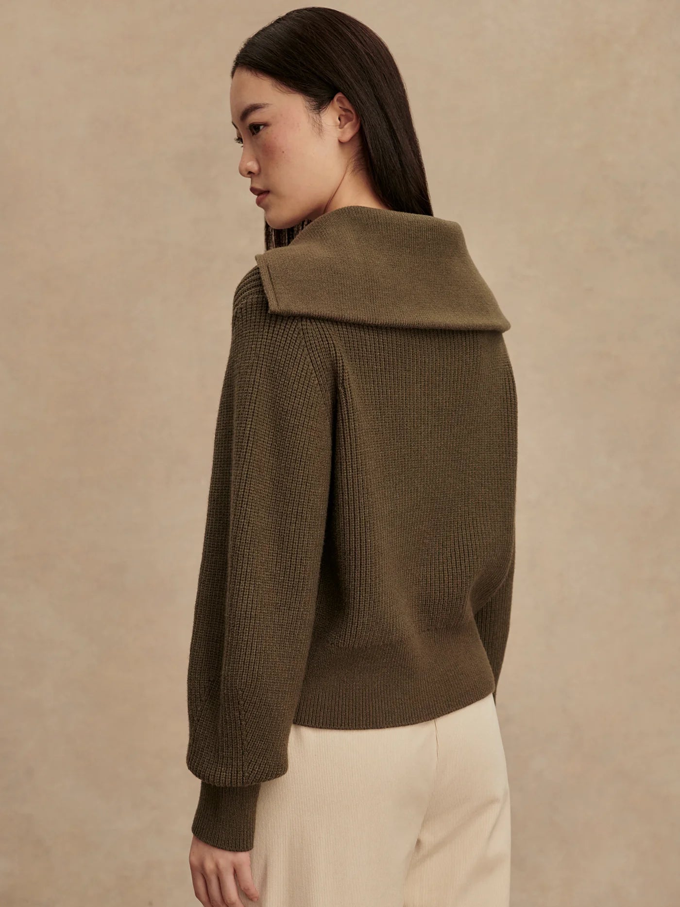 Varley Maura Half Zip Rib Knit, Olive Night