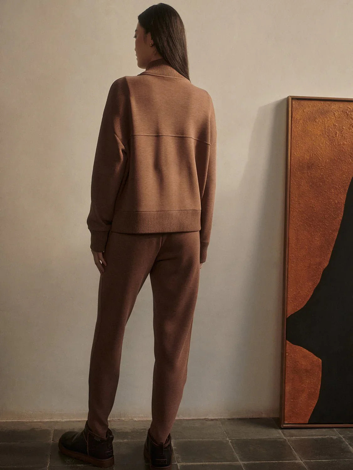 Varley Sabrina Button Through Sweat, Golden Bronze Marl