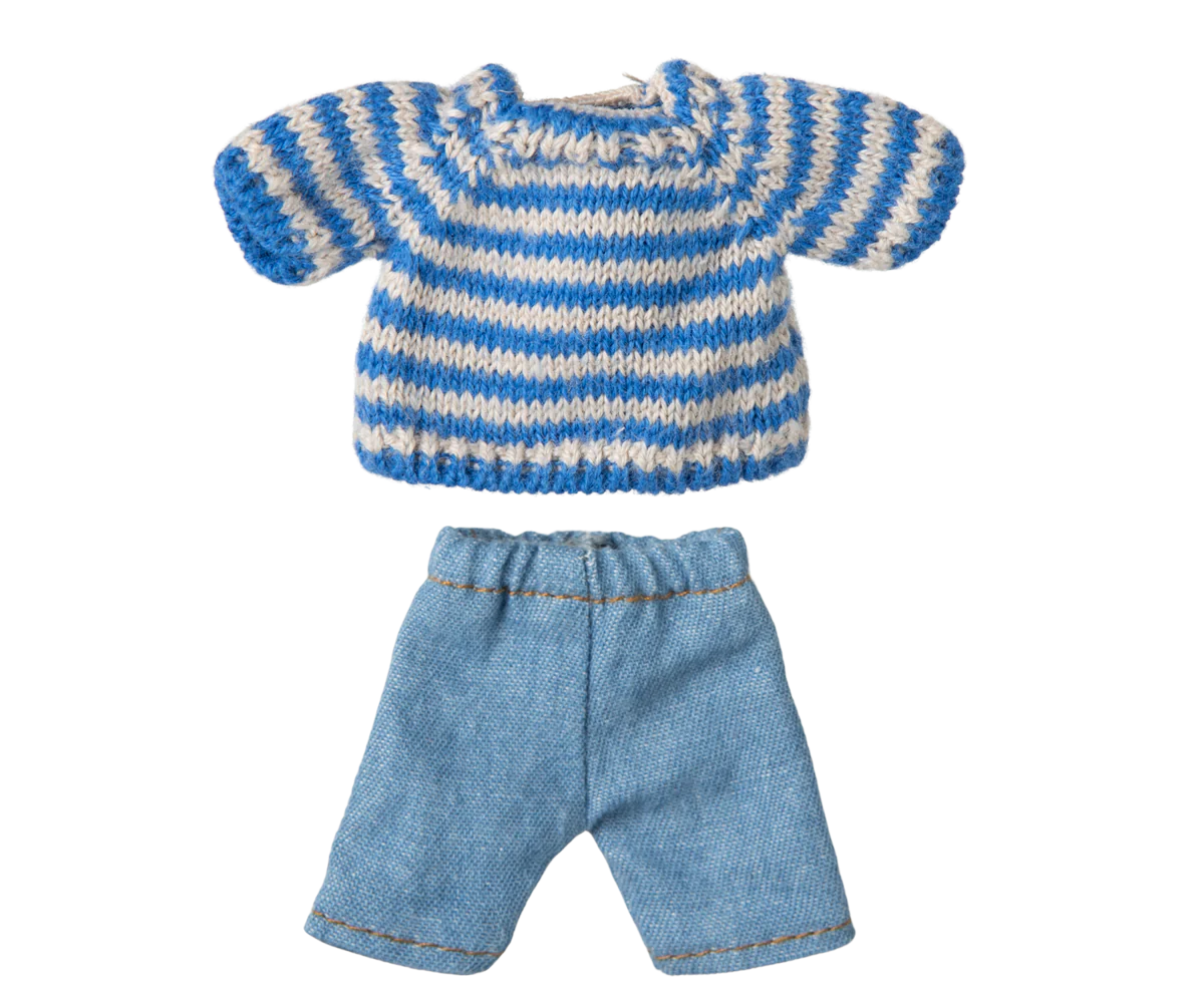 Maileg Knitted Sweater and Pants Outfit, Big Brother Mouse