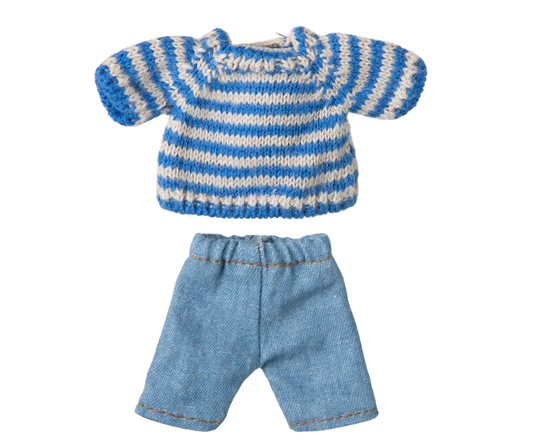 Maileg Knitted Sweater and Pants Outfit, Big Brother Mouse
