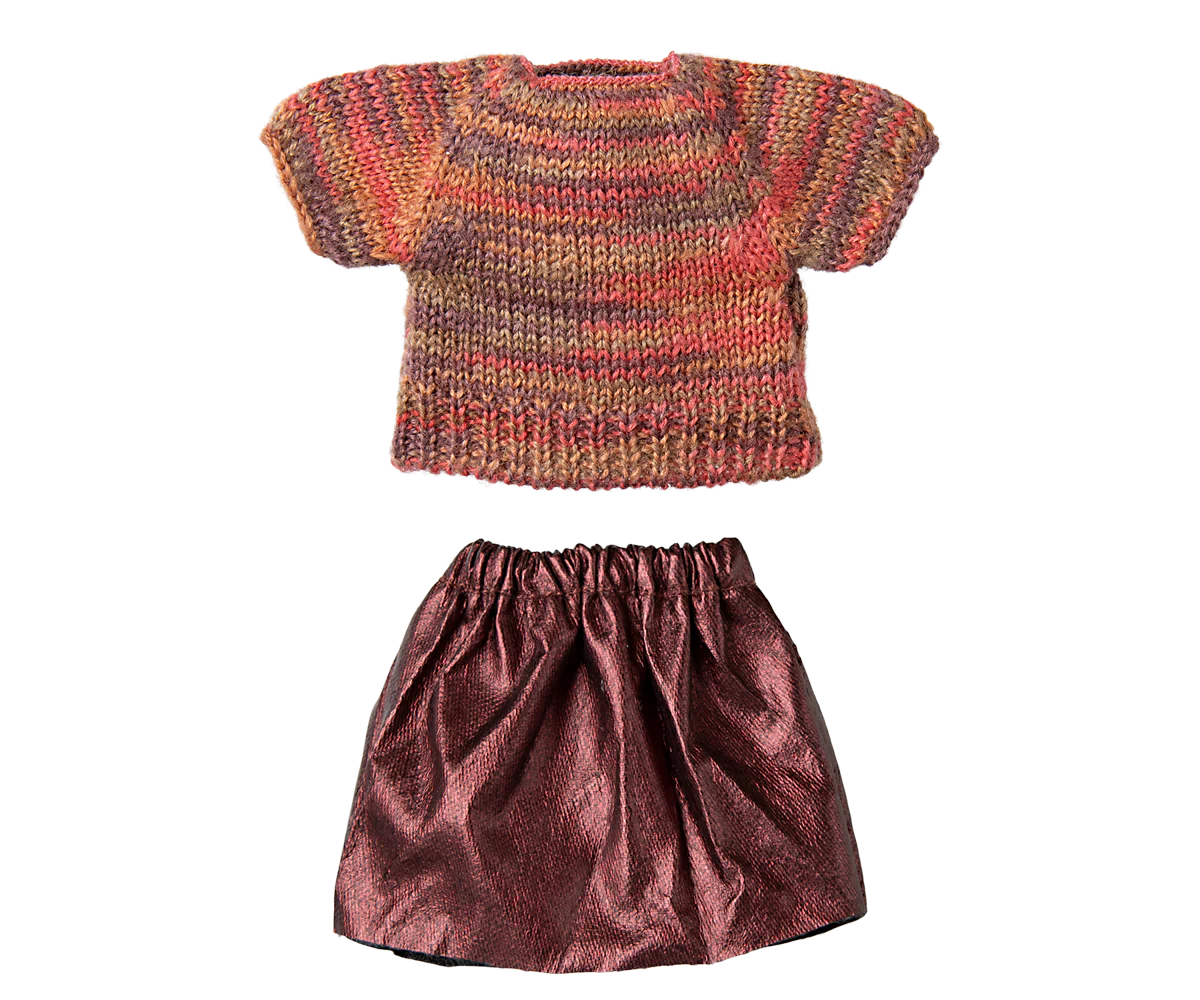 Maileg Skirt and Knitted Blouse Outfit, Mum Mouse