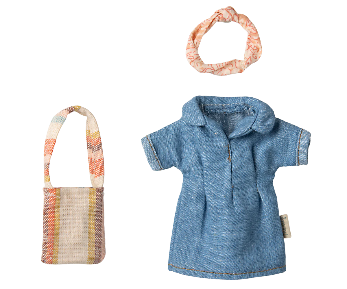 Maileg Denim Dress and Bag Outfit, Mum Mouse