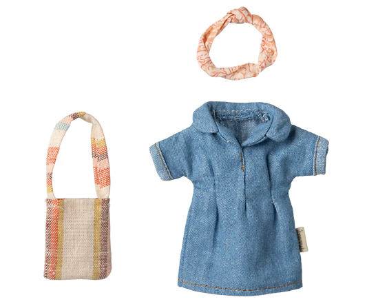 Maileg Denim Dress and Bag Outfit, Mum Mouse