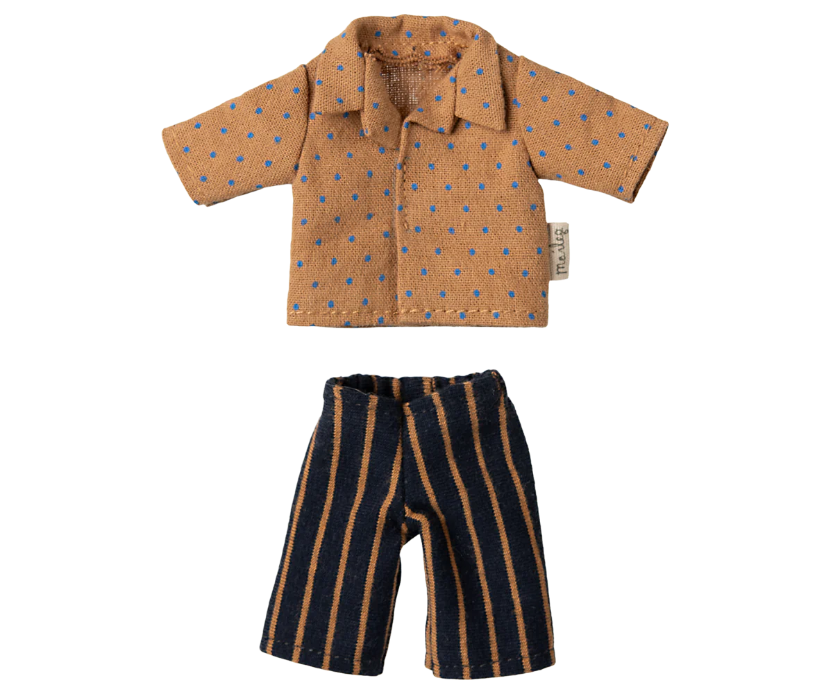 Maileg Shirt and Striped Pants Outfit, Dad Mouse