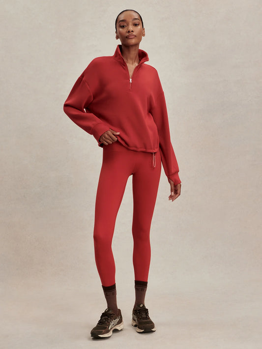 Varley Sian Cropped Half Zip Sweat, Lava Falls