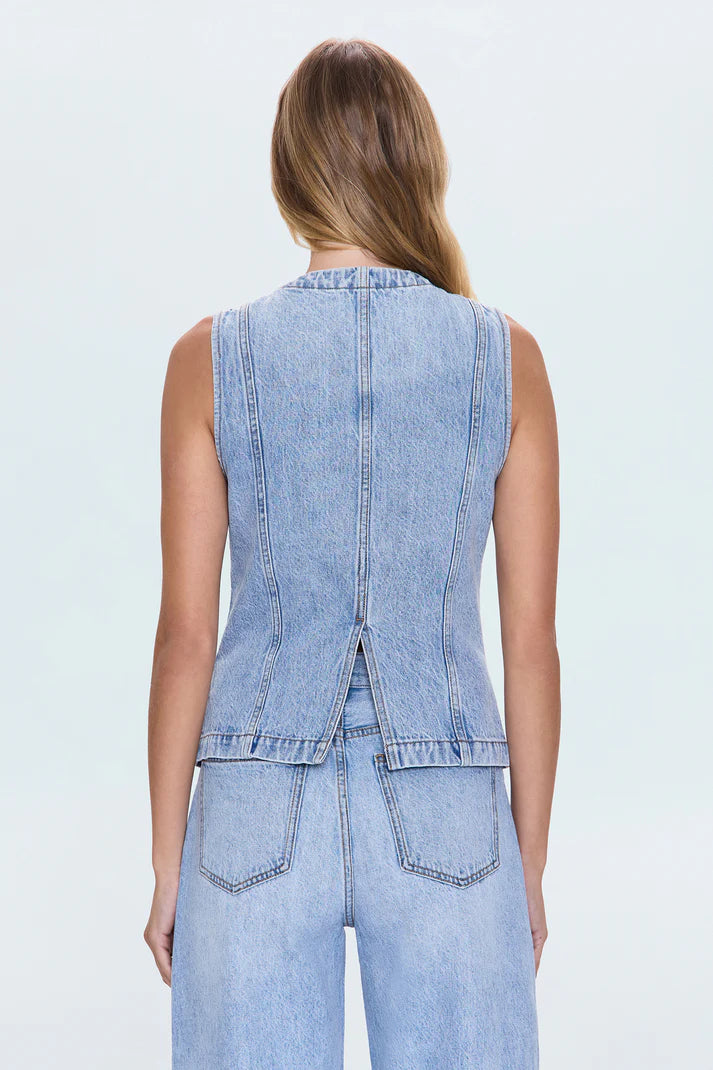 Pistola Gia Fitted Collarless Vest, Gaze