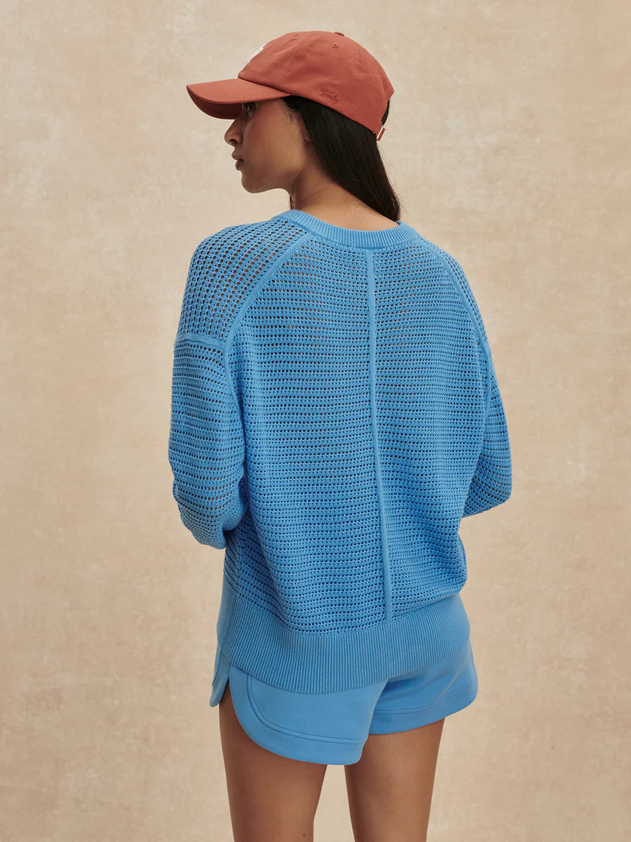 Varley Pembroke Knit Cardigan, Azure Blue
