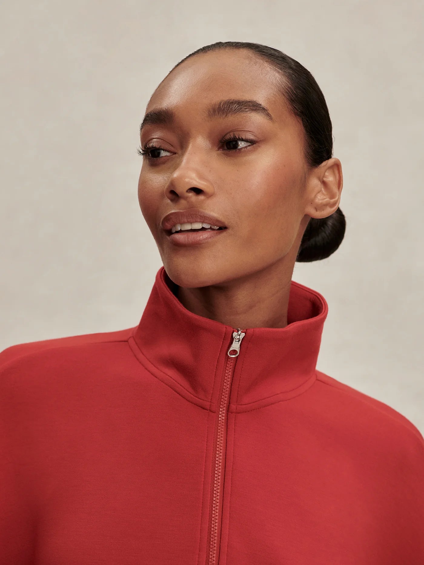 Varley Sian Cropped Half Zip Sweat, Lava Falls