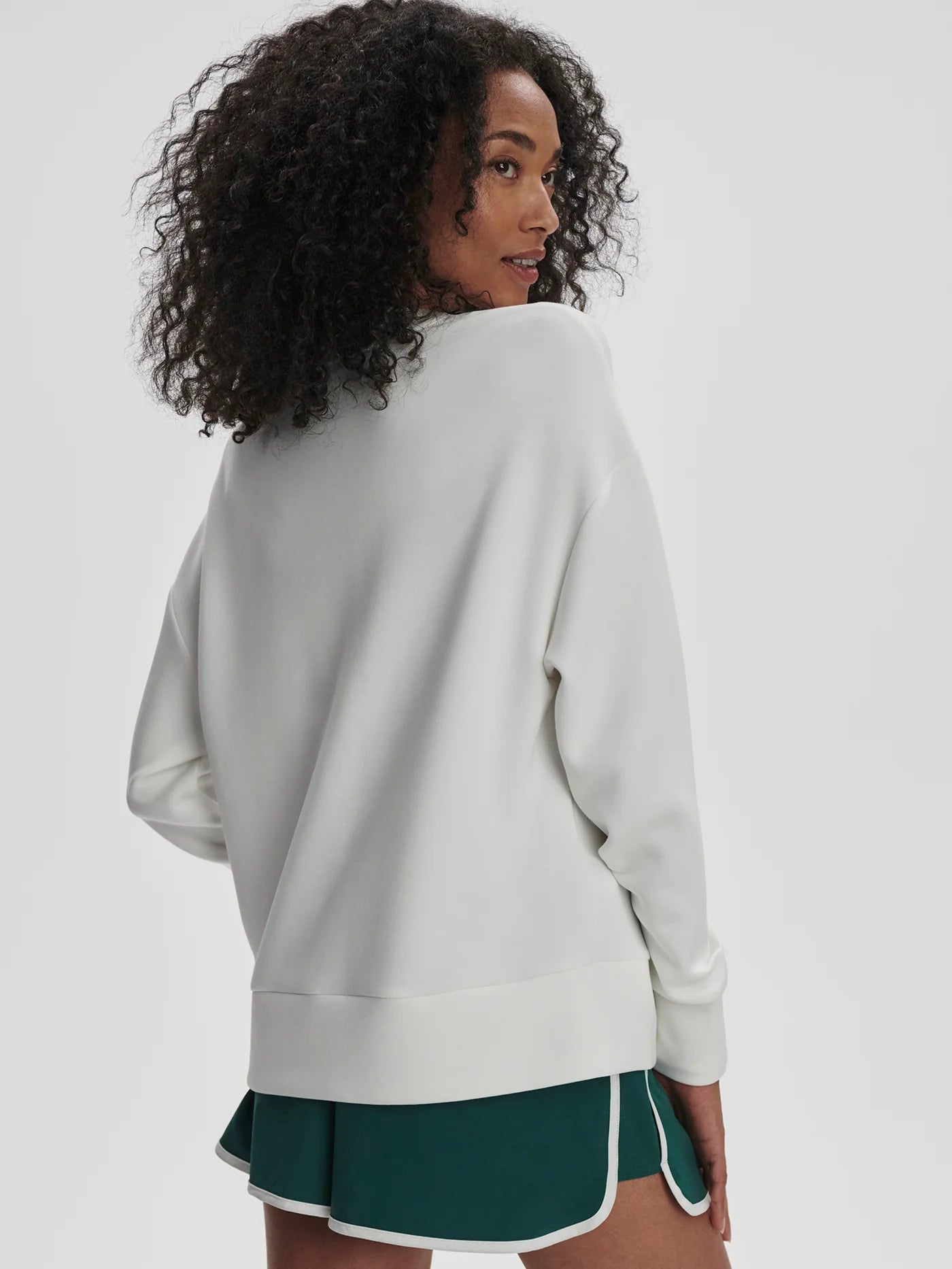 Varley Rasco Namesake Sweat, White/Forest