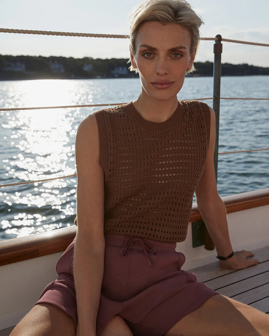 Varley Darin Longline Knit Tank, Cocoa Dust