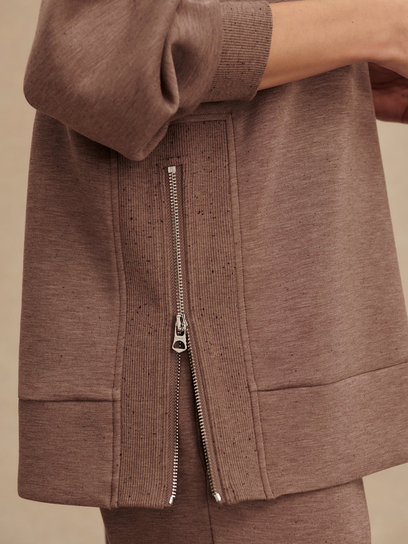 Varley Nicole Boyfriend Sweat, Deep Taupe Marl Fleck