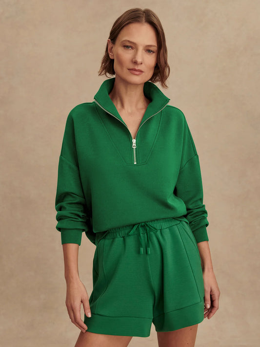 Varley Hawley Half Zip Sweat, Verdant Green