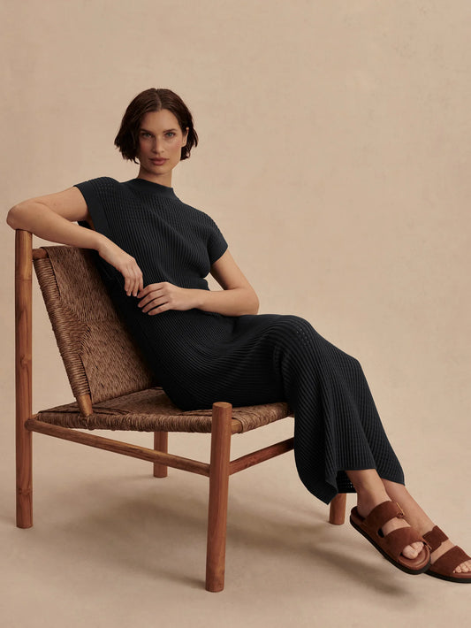 Varley Cheston Relaxed Knit Dress, Black