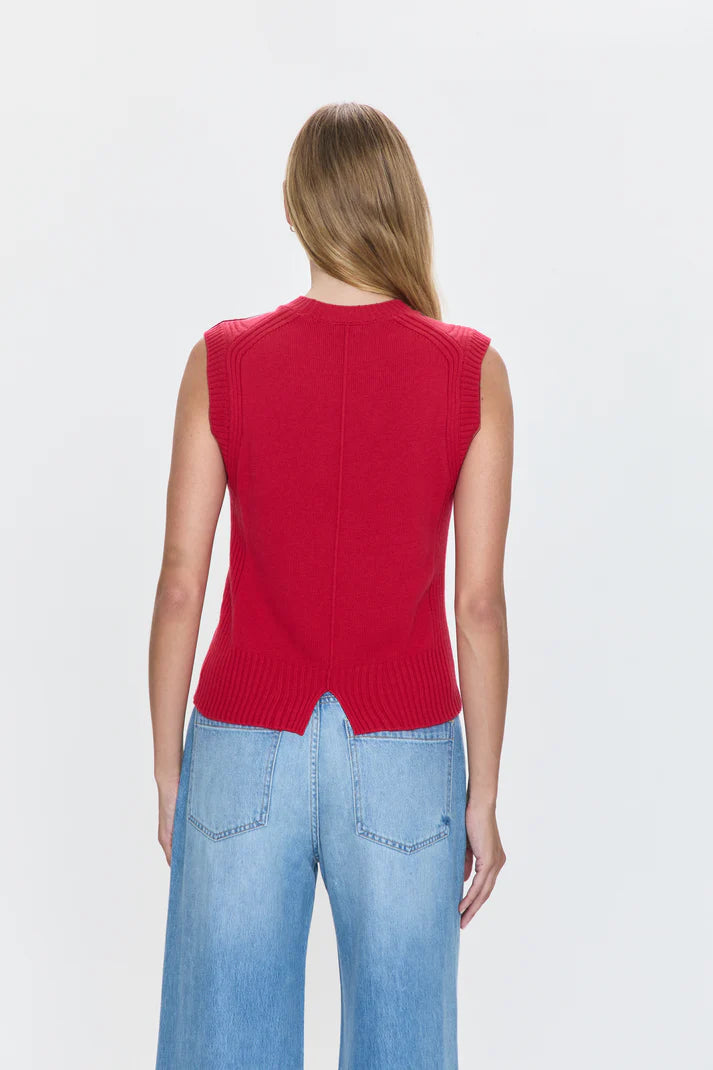Pistola Leandra Sleeveless Crewneck Sweater, Ruby