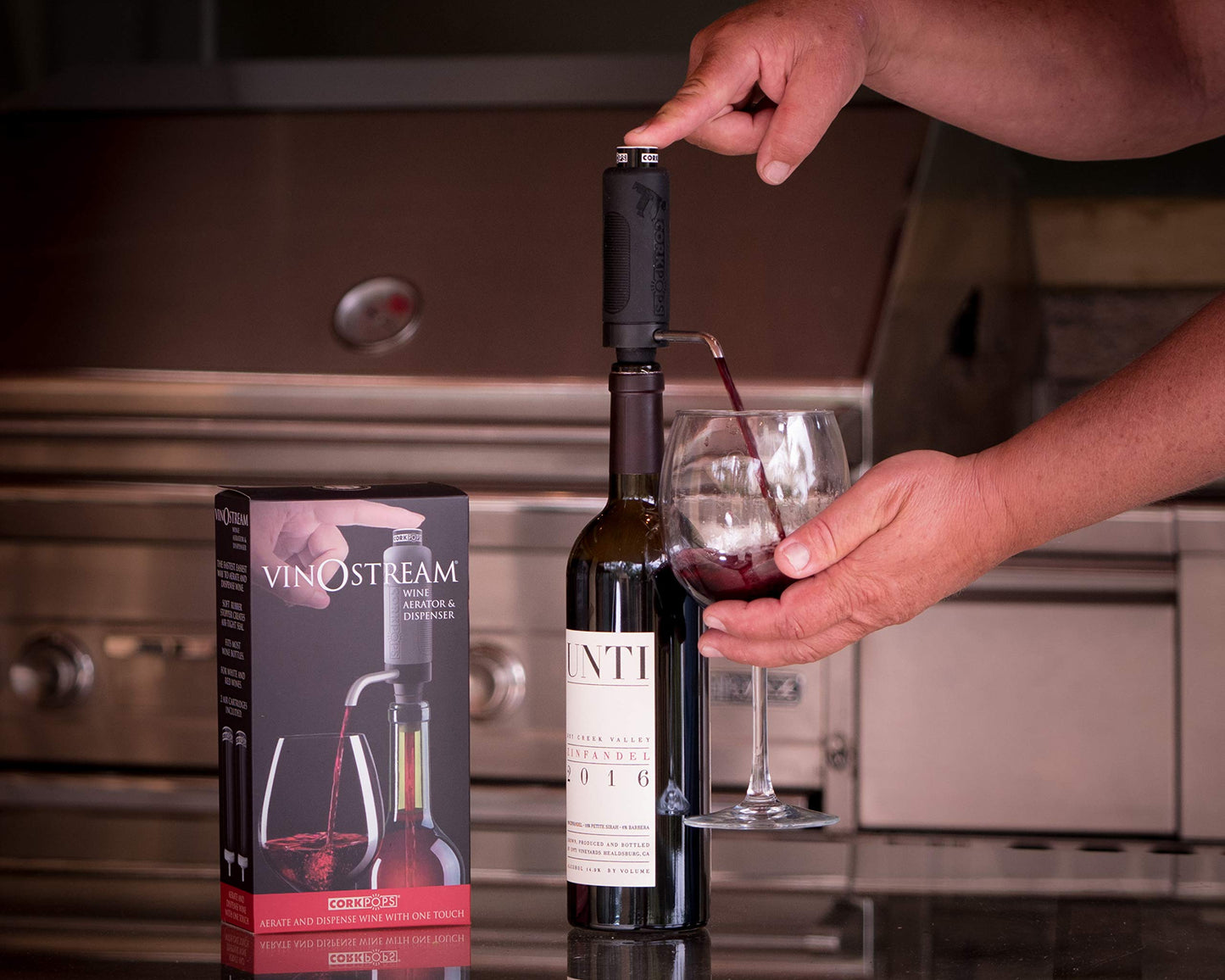 Cork Pops VinOstream On Bottle Aerator and Non Drip Dispenser