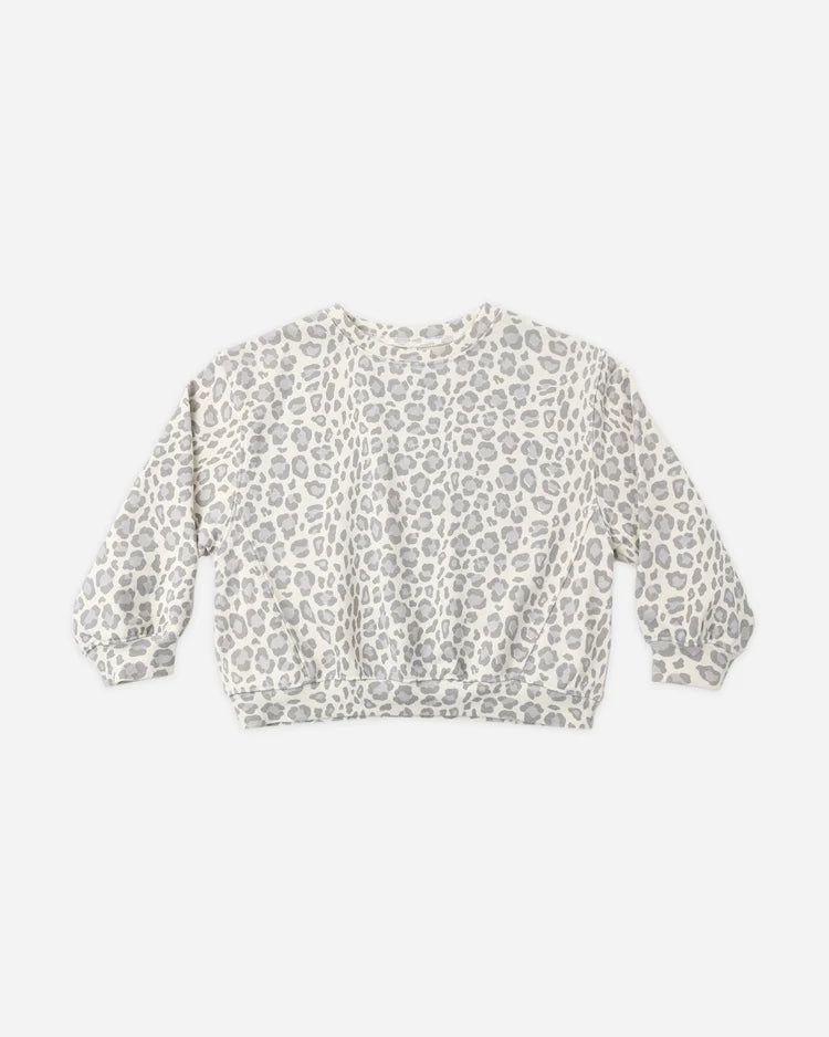 Rylee + Cru Oversized Sweatshirt, Blue Leopard