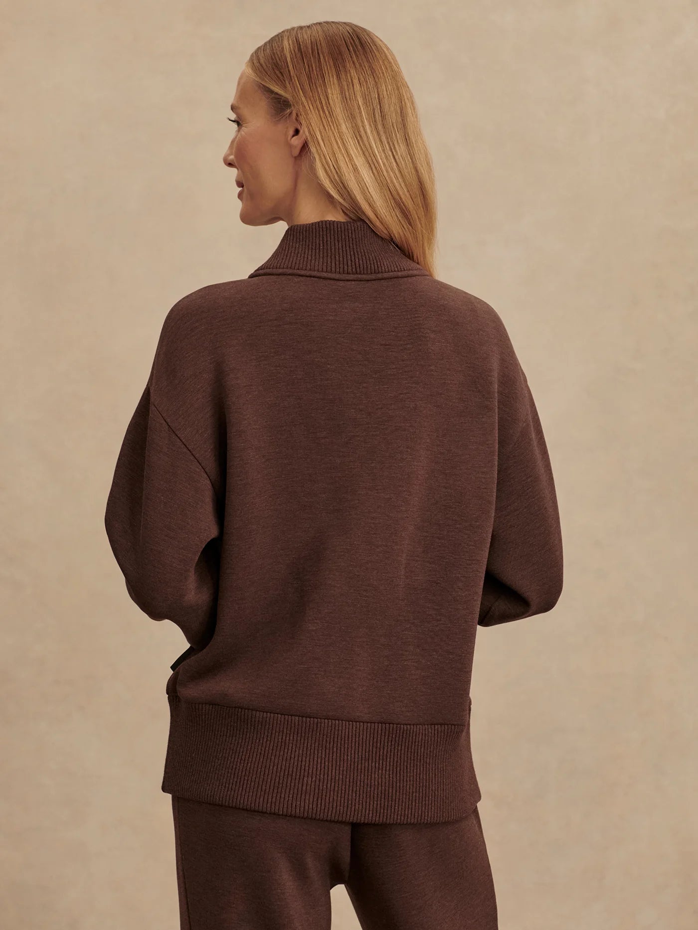 Varley Sally Half Zip Sweat, Coffee Bean Marl