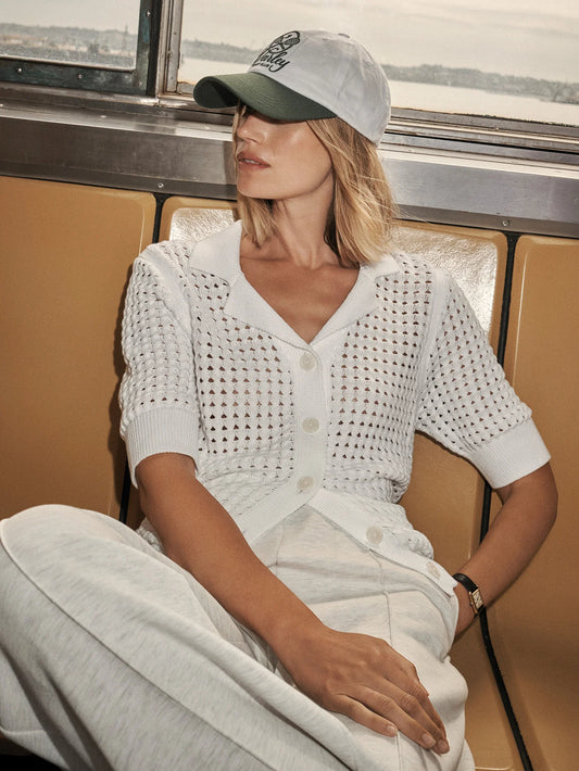 Varley Ellie Knit Shirt, White