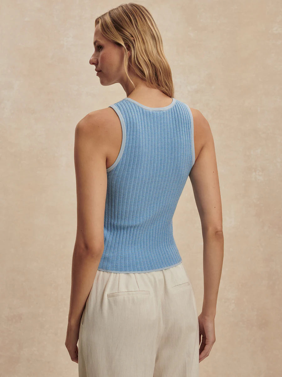 Varley Hanson Rib Knit Tank, Mist Blue