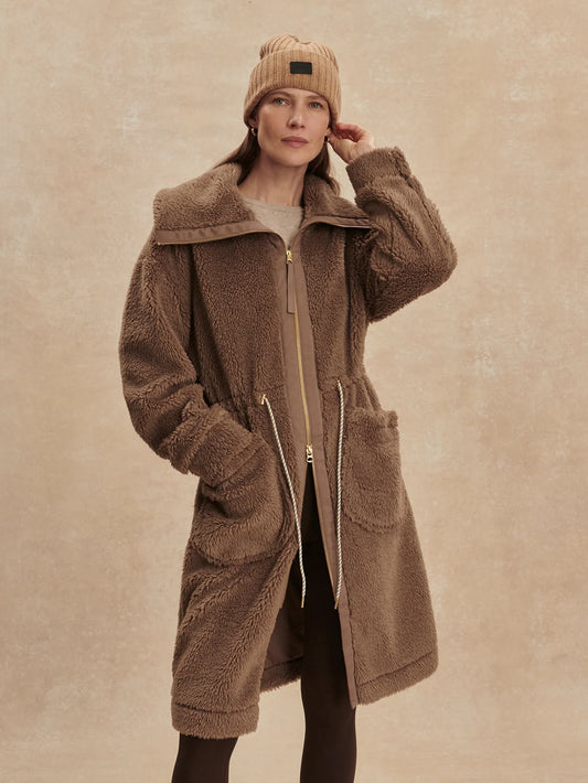 Varley Logan Sherpa Coat, Ash Taupe