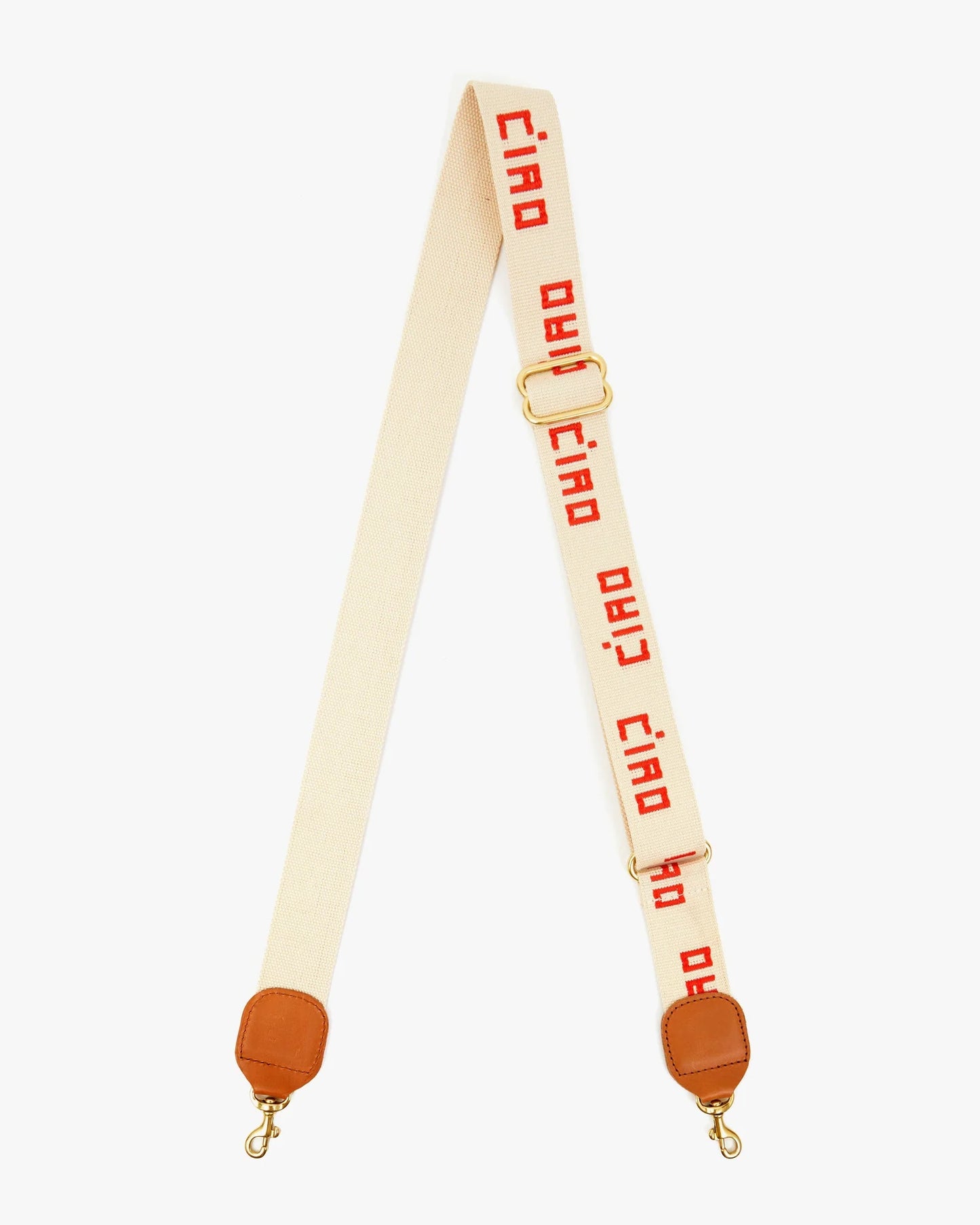 Clare V Adjustable Crossbody Strap, Natural w/ Poppy Ciao
