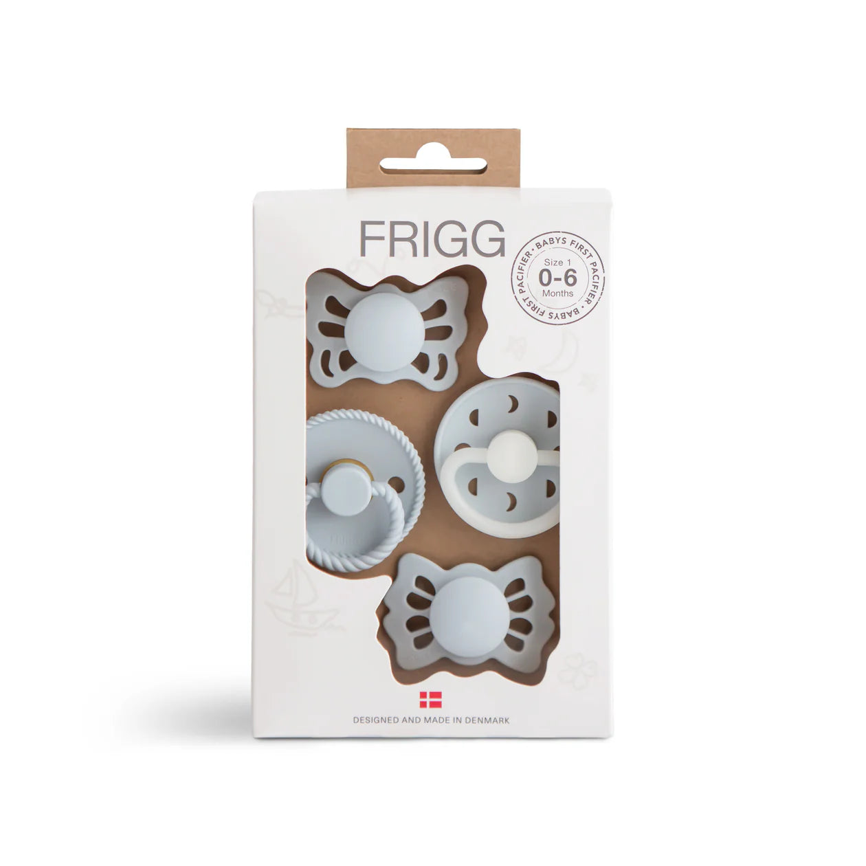 Mushie FRIGG Baby's First Pacifier Moonlight Sailing (Powder Blue) 4-Pack