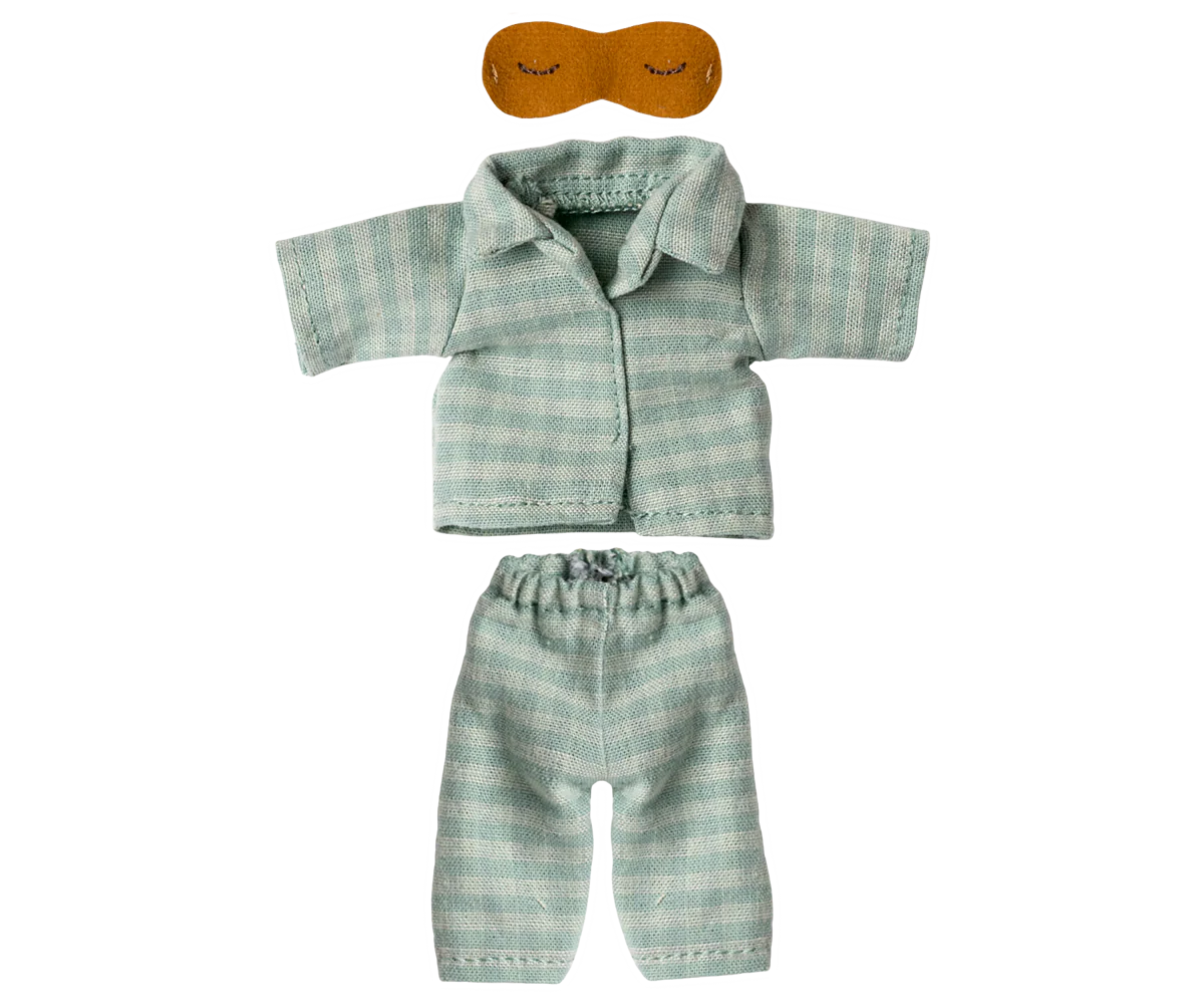 Maileg Pyjamas for Dad Mouse, Mint/Sand