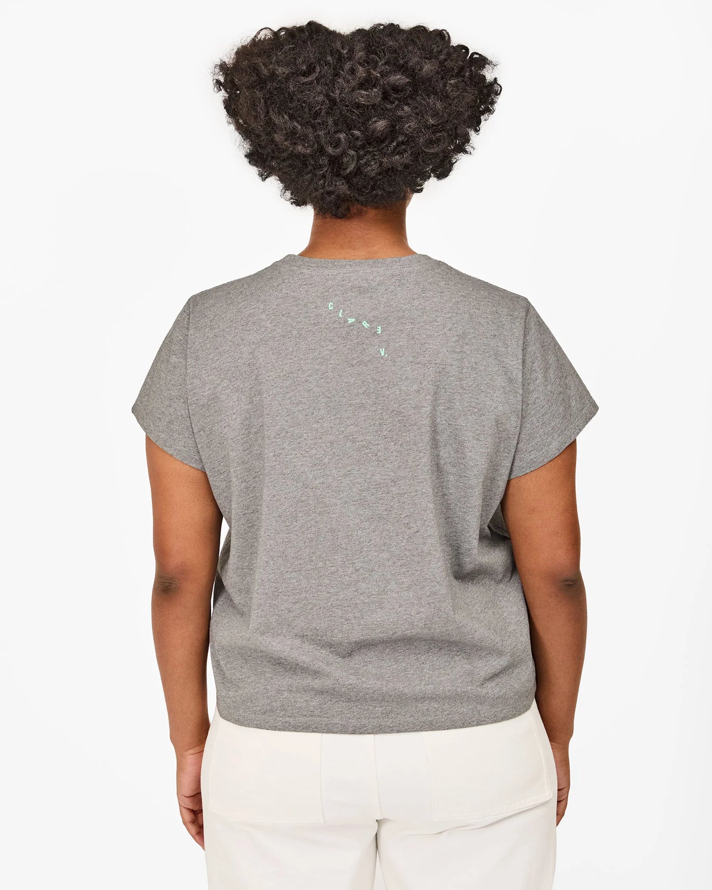 Clare V Classic Tee, Grey Melange w/ Mist Liberez Les Sardines