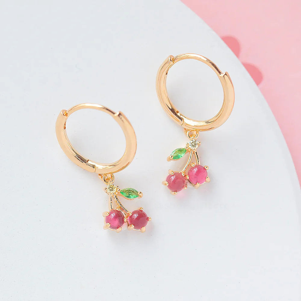 Girls Crew Cherry Hoops, Gold