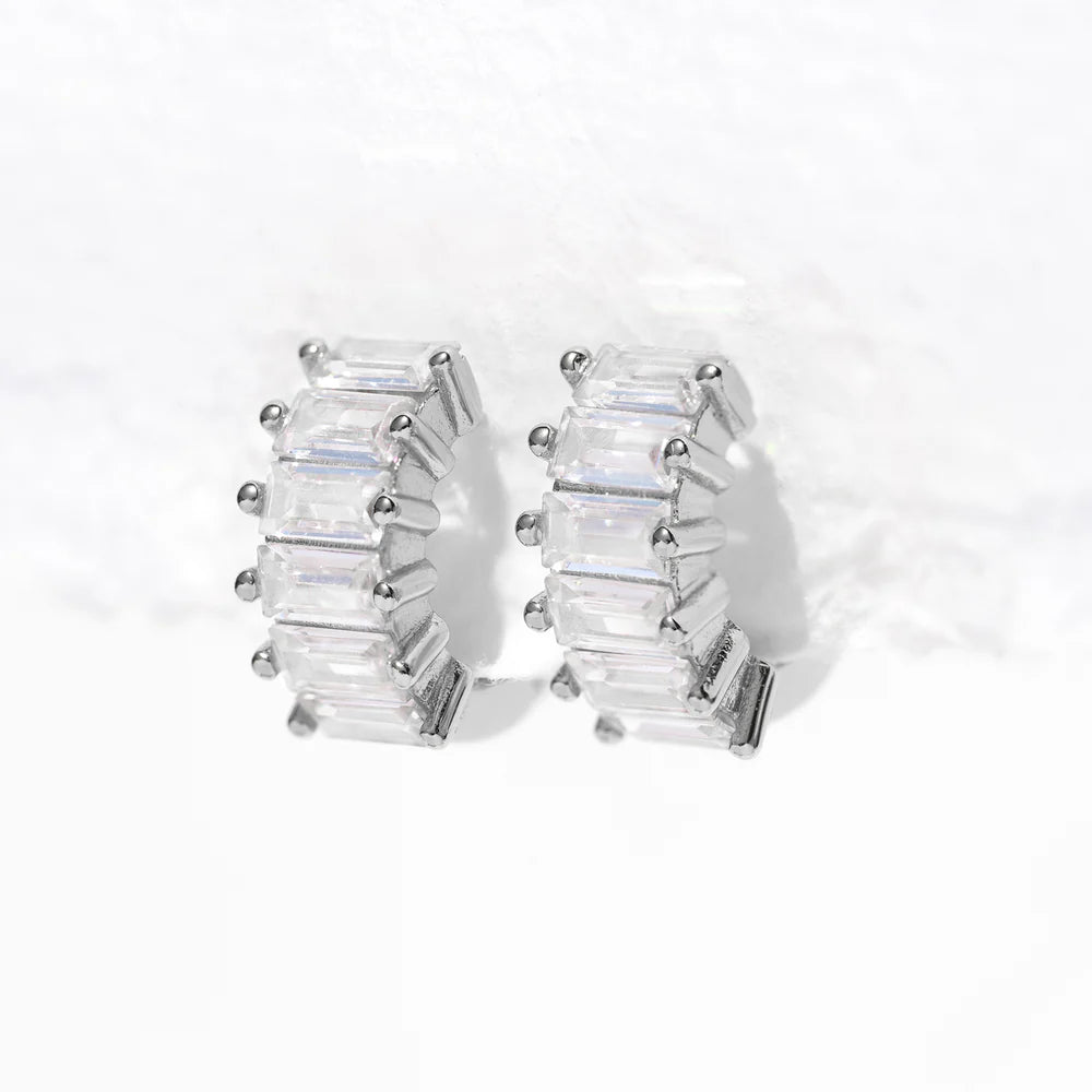 Girls Crew Bling Baguette Huggie Hoops - Multiple Options