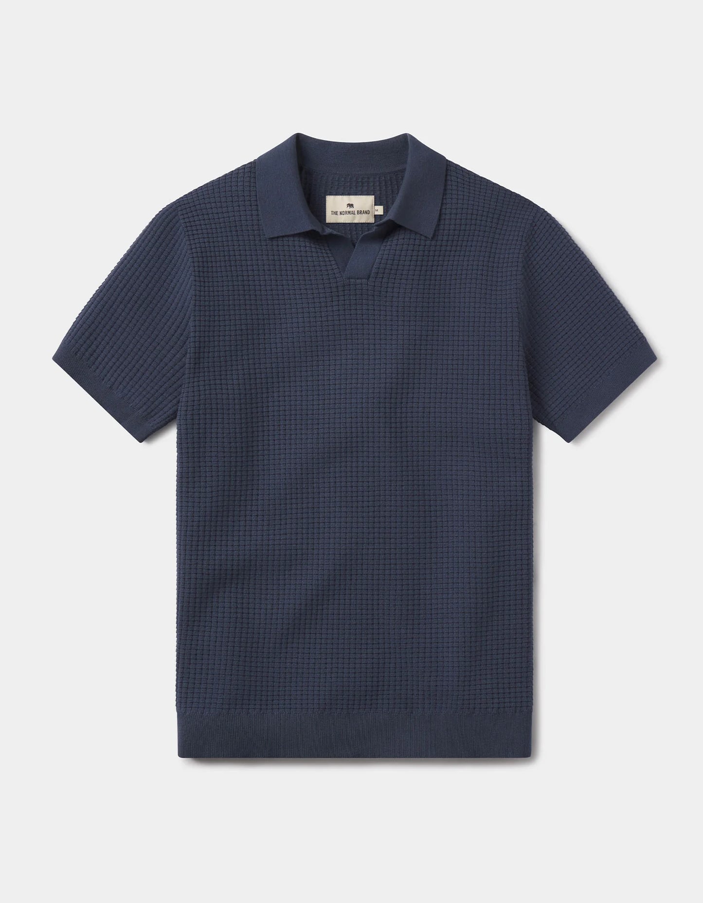 The Normal Brand Men's Waffle Stitch Polo, Vintage Blue