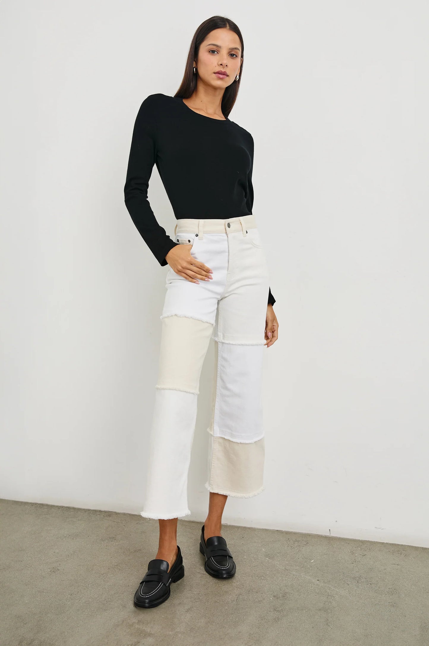 Rails Getty Crop Wide Leg, Ecru Patchwork