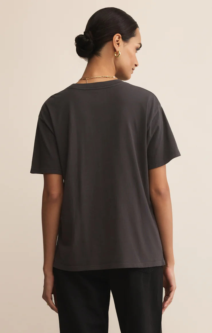 Z Supply Mistletoe Boyfriend Tee, Black Sand