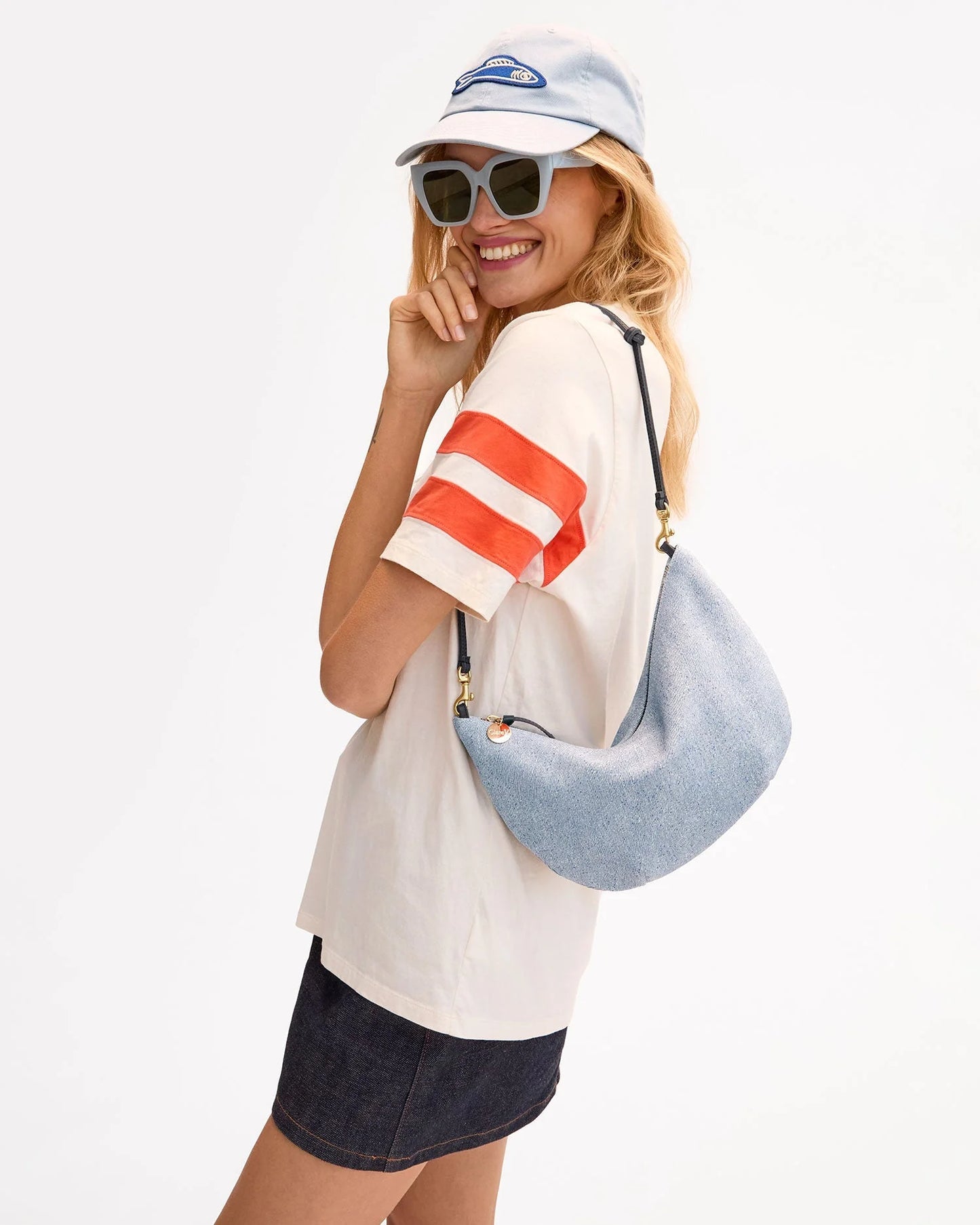 Clare V Lune, Light Blue Denim Suede