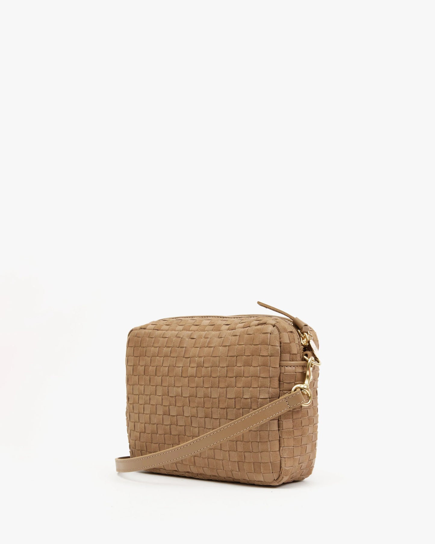 Clare V Midi Sac, Clay Leather & Suede Woven Checker