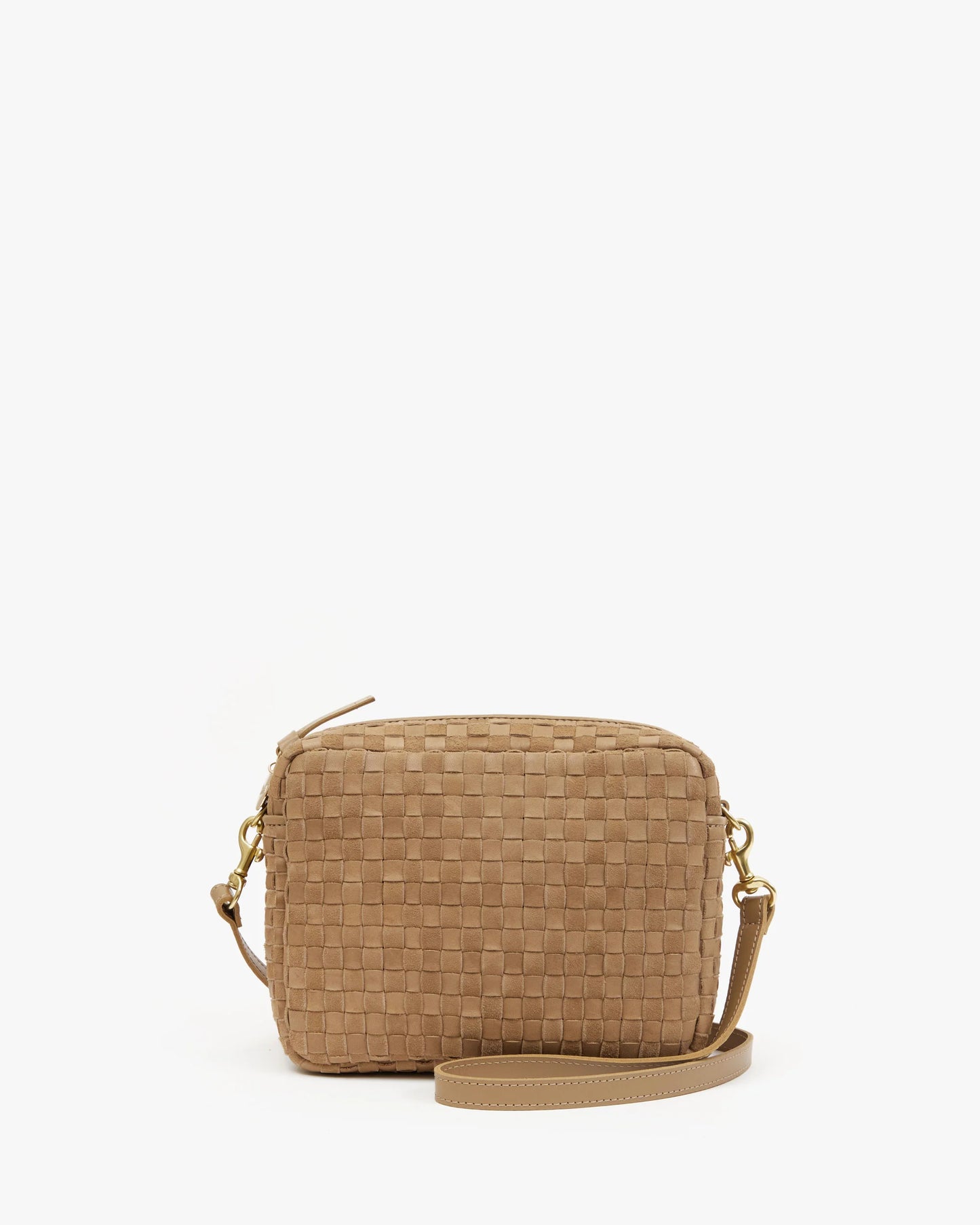 Clare V Midi Sac, Clay Leather & Suede Woven Checker