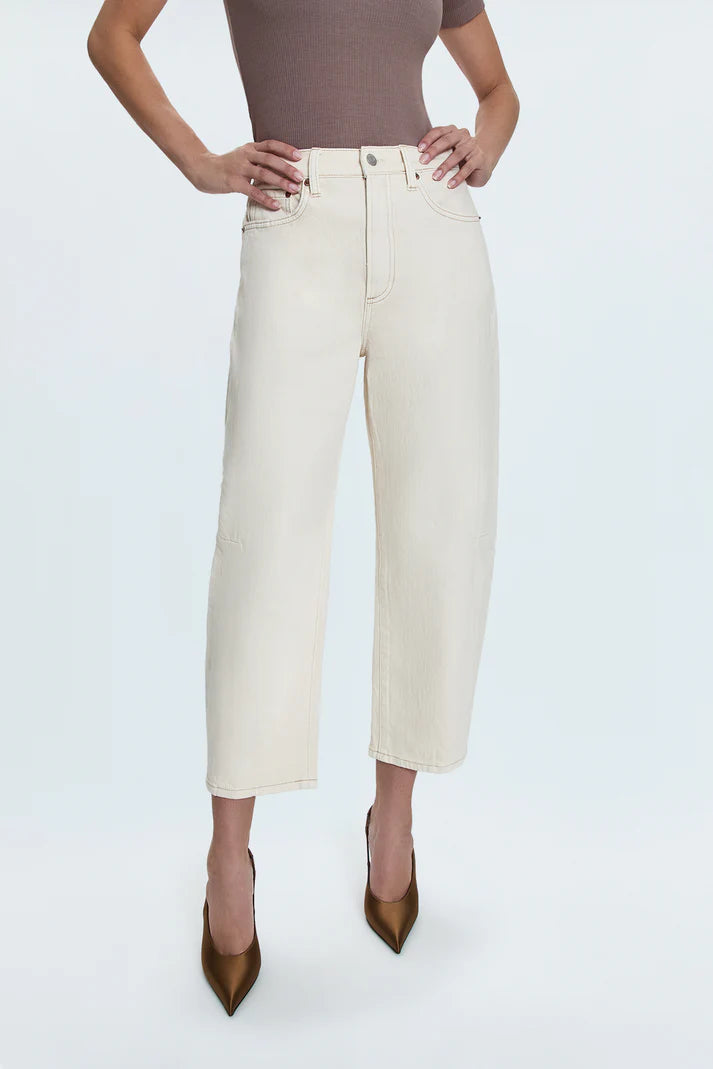 Pistola Eli High Rise Barrel Jean, Ecru