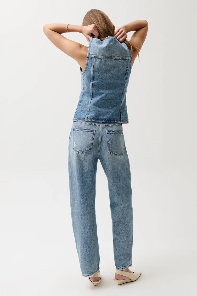 Pistola Wes High Rise Barrel Jean, Blue Cloud