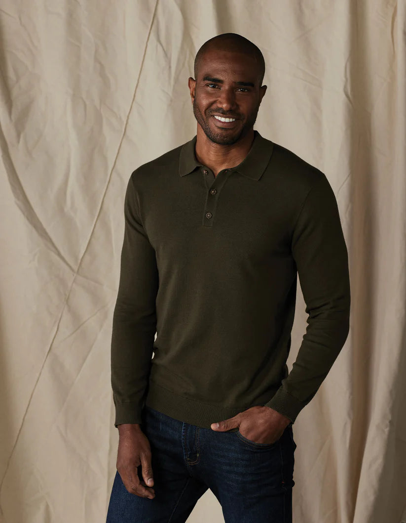 The Normal Brand Men's Robles Knit LS Polo - Multiple Options