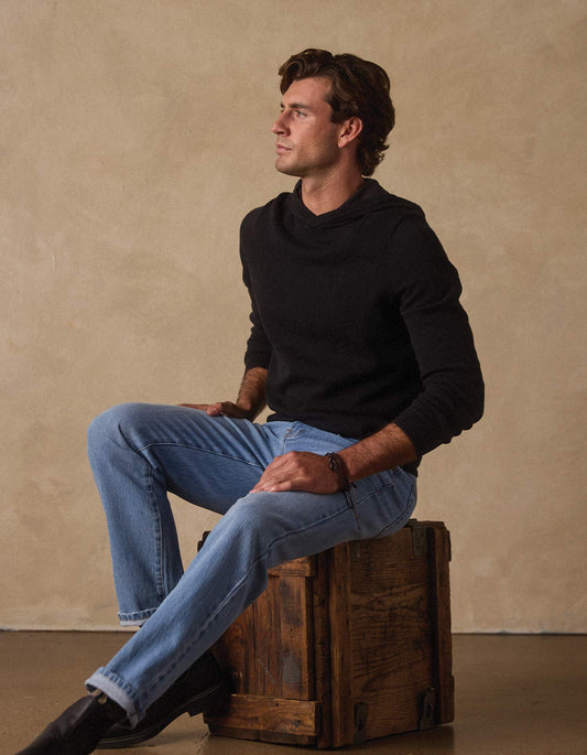 The Normal Brand Men's Jimmy Sweater Essential Hoodie, Black