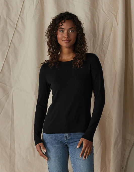 The Normal Brand Women's Puremeso LS Crewneck, Black