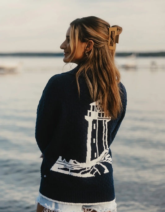 The Normal Brand Point Betsie Shawl Cardigan, Normal Navy