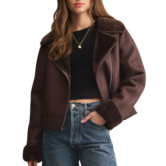 Z Supply Locklin Sherpa Jacket, Chocolate Cherry