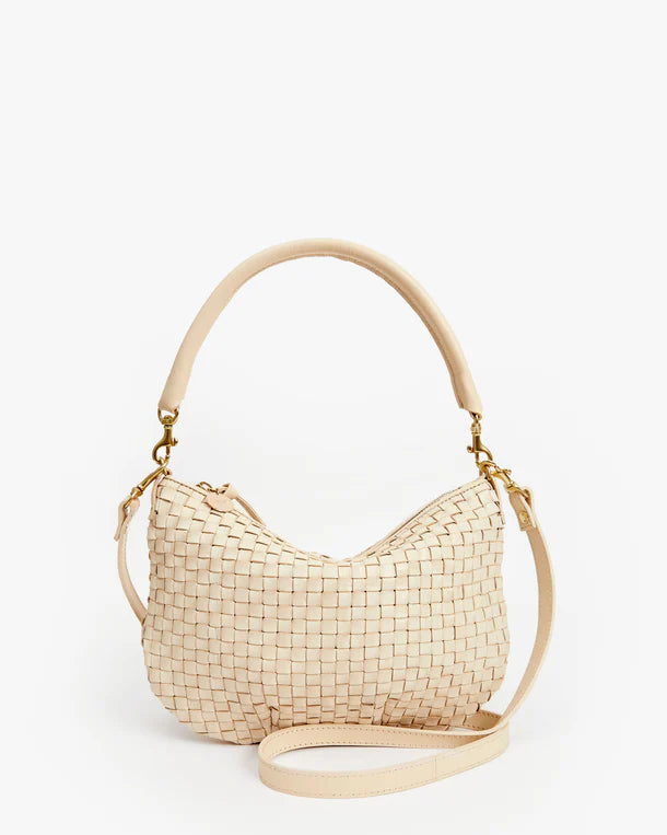 Clare V Petit Moyen Messenger, Cream Woven Checker