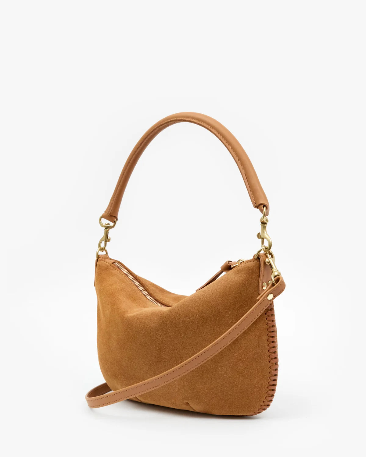 Clare V Petit Moyen, Caramel Suede w/ Whipstitch