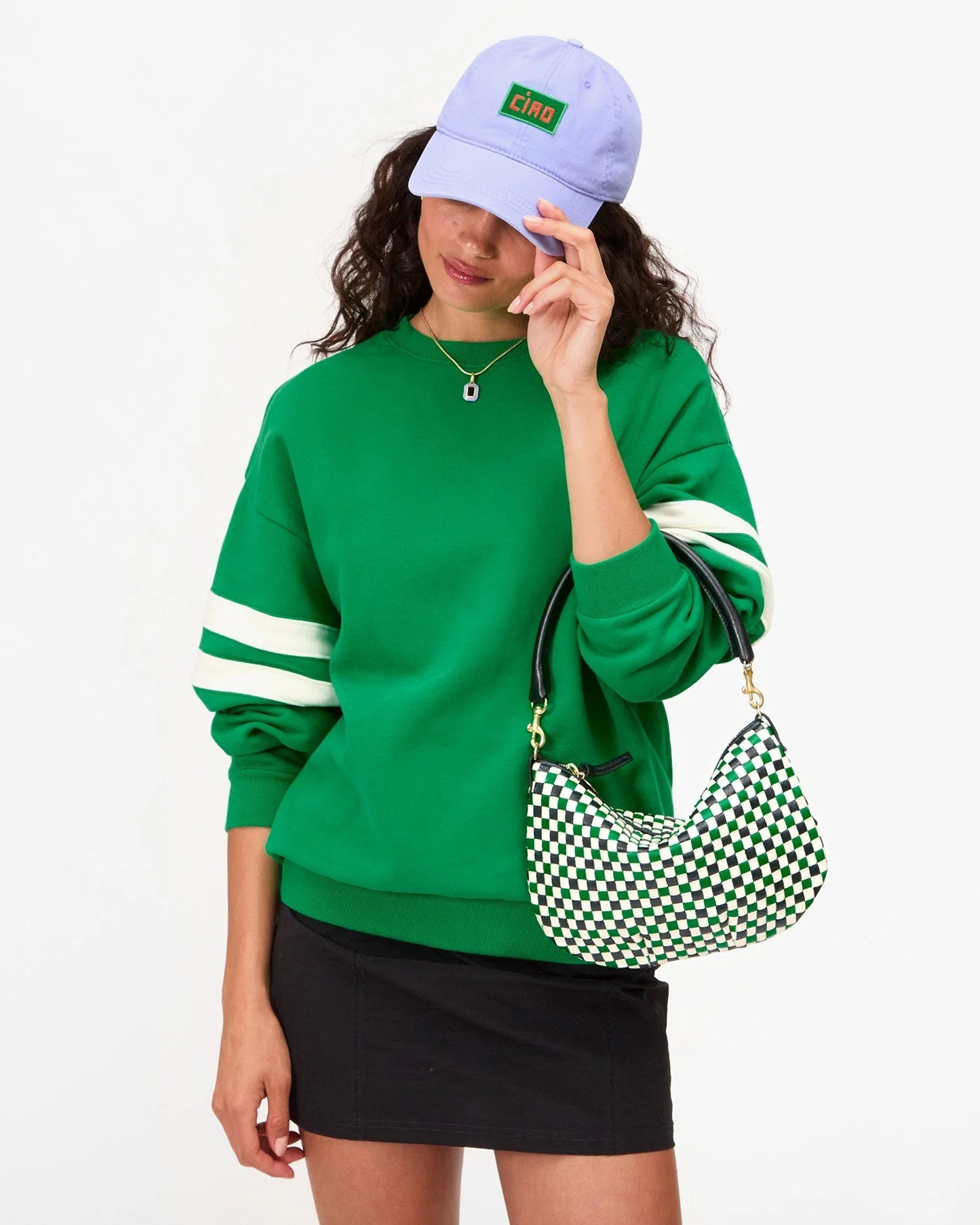 Clare V Baseball Hat, Lilac w/ Green Ciao Patch