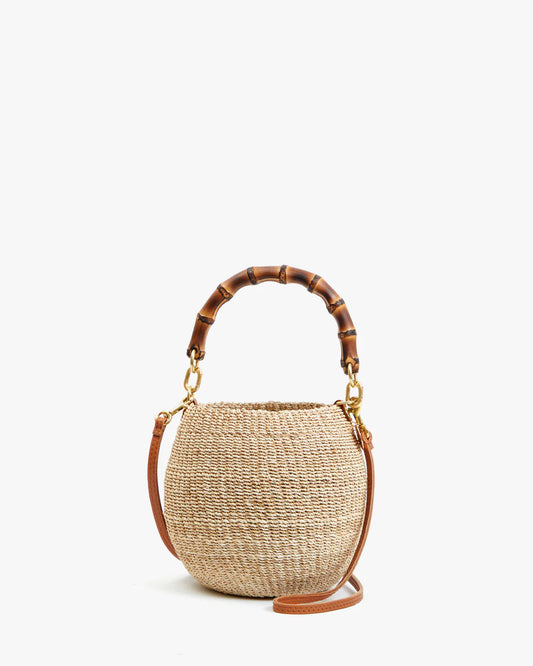 Clare V Petit Pot de Miel w/ Bamboo Handle, Cream