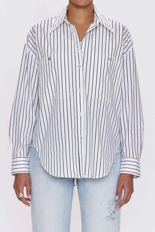 Pistola Samantha Oversized Button Up, Noir Le Blanc Strip