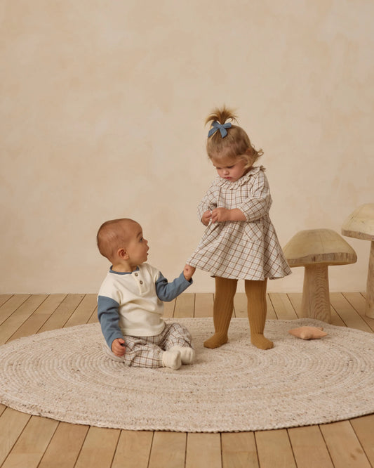 Quincy Mae Long Sleeve Henley Tee + Drawstring Pant, Ocean