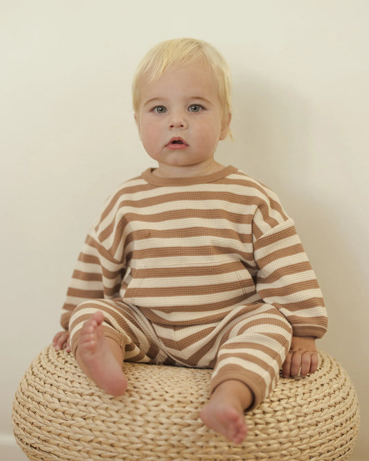 Quincy Mae Waffle Slouch Set, Harvest Stripe